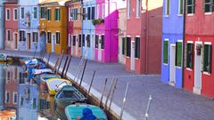 Multicolor houses rivers