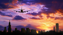 Multicolor planes skyscapes Chicago