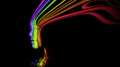 Multicolor rainbows faces black