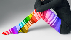Multicolor rainbows tights striped