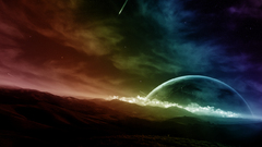 Multicolor science fiction outer space shooting star