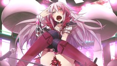 Mushrooms microphones pink hair long hair anime girls boots 