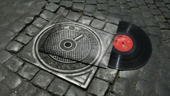 Music asphalt vinyl disc Rome spqr