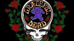 Music band roses Bears black background skulls The Grateful 