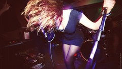 Music band woman concert legs live microphones singers Rolo 