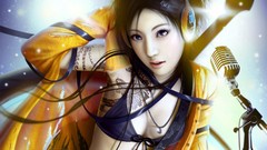 Music headphones 3d guitars asians tattoos microphones black 