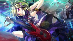 Music headphones dress hats grin red eyes Ribbons bands 