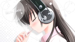 Music headphones pioneer faces long hair anime girls closed 