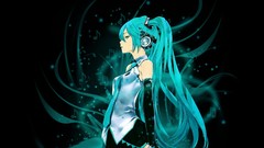Music headphones Soul artists long hair teal hatsune miku 