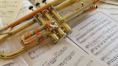 Music paper copper notes trumpets