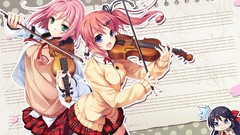 Music sakura schoolgirls stockings violins skirts pink hair 