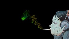 Music smoke headphones drawings smoking photo manipulations 
