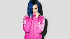 Music woman katy perry blue hair singers sports wear