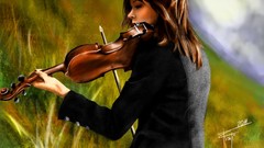 Music woman violins artwork Lindsey Stirling