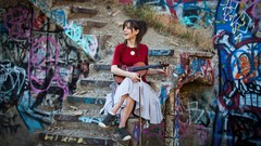 Music woman violins violinist Lindsey Stirling street art