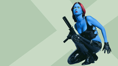 mystique cleavage mutant Women yellow eyes machine gun blue skin