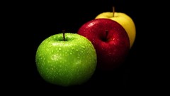 Nature apples black background fruits moist