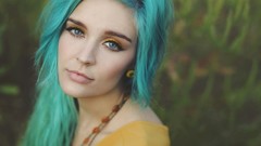 Nature blue woman hairs makeup faces Karrah Kobus