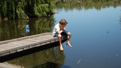 Nature children lonely jetty ponds