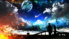 Nature clouds digital art Planetes Starry Horizon