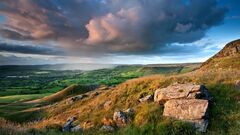 nature clouds Mountains rock landscape sky field far view