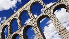 Nature clouds Spain architecture arches roman blue skies 