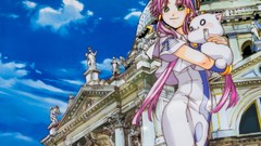 Nature clouds woman Anime hats pink hair smiling anime girls 