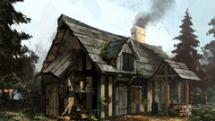 Nature cottage cabin forests artwork scenic