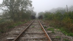 Nature fog outdoors railroad