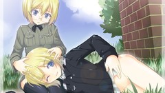 Nature grass clouds woman ass Anime glasses stockings blondes 