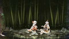 Nature grass water bamboo dress hats fences blondes long hair 