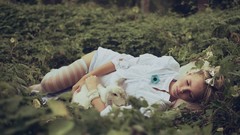 Nature grass woman fashion stockings blondes Bunnies models 