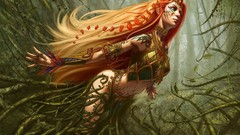 Nature Green woman redheads Huntress magic: the gathering 