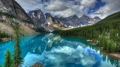 nature hdr landscape Lake Mountains Trees moraine lake forest