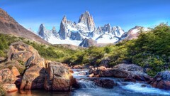 nature hdr landscape river fitz roy argentina chile Mountains