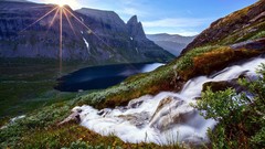 Nature lakes streams cliff sunray