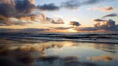 nature landscape sunset sky Sea horizon beach wet seashore waves