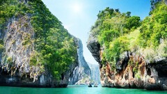 nature landscape water Thailand Trees Asia outdoors rock