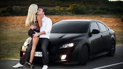 Nature Men woman cars blondes kissing mazda 5 black cars