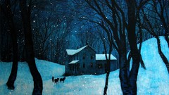 Nature night Wolves houses forests Daniel Danger