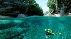 Nature ocean diver rocks nepal split-view scuba diving