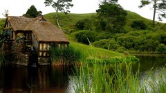 Nature skies watermills