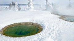 Nature snow hot springs