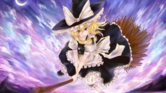 Nature Stars Mountains clouds moon dress hats flying blondes 