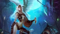 Nature teeth elves Eagles hunter green eyes surreal artwork 