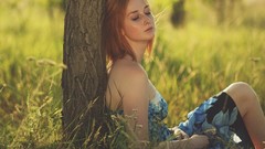 Nature Trees grass sun eyes woman dress Arms faces outdoors 