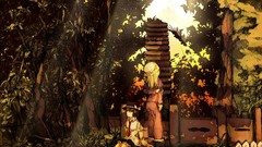 Nature Trees hats blondes long hair brown eyes brunettes short 