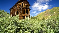 Nature Trees hills Colorado Ghost Town skies abandoned house