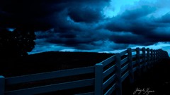 Nature Trees night blue clouds dawn roads Wood Bridges shadows 