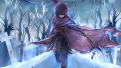 Nature Trees snow winter night clouds text moon weapons cross 